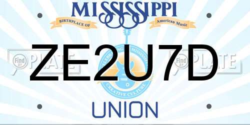 ZE2U7D Mississippi License Plate