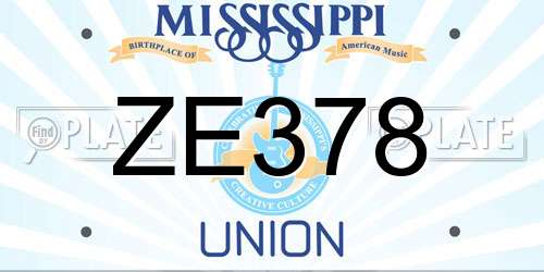ZE378 Mississippi License Plate