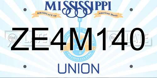 ZE4M140 Mississippi License Plate