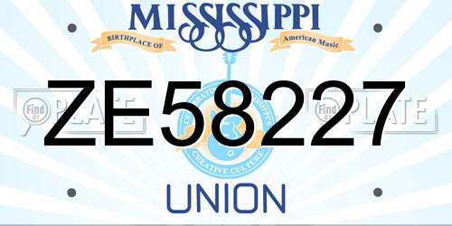 ZE58227 Mississippi License Plate