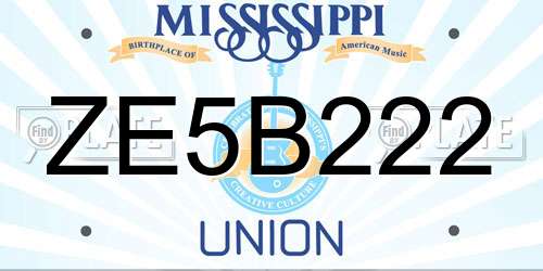 ZE5B222 Mississippi License Plate