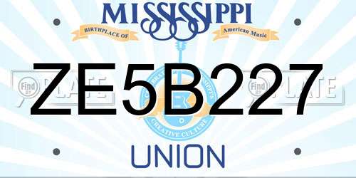 ZE5B227 Mississippi License Plate