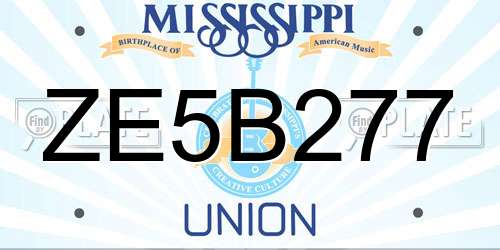 ZE5B277 Mississippi License Plate