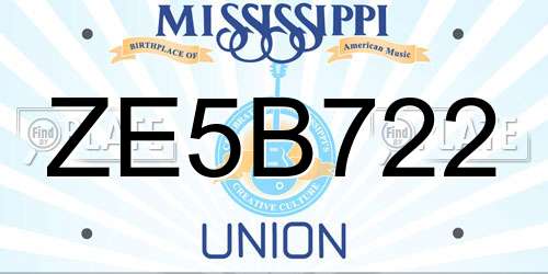 ZE5B722 Mississippi License Plate