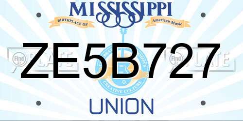 ZE5B727 Mississippi License Plate