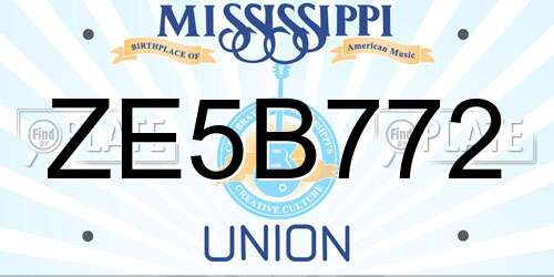 ZE5B772 Mississippi License Plate