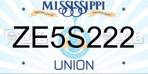 ZE5S222 Mississippi License Plate