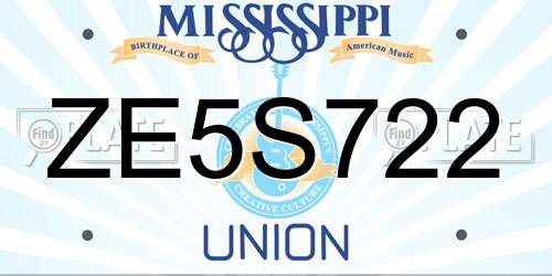 ZE5S722 Mississippi License Plate
