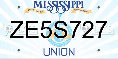 ZE5S727 Mississippi License Plate