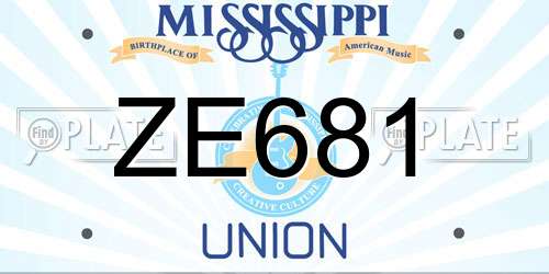 ZE681 Mississippi License Plate