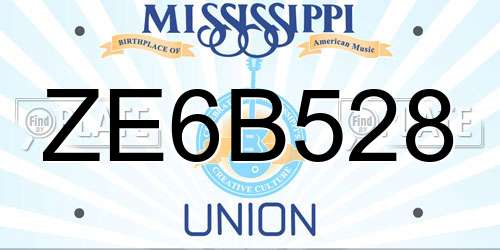 ZE6B528 Mississippi License Plate