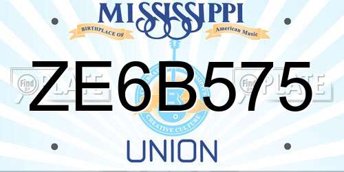 ZE6B575 Mississippi License Plate