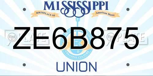 ZE6B875 Mississippi License Plate