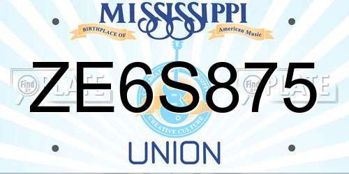 ZE6S875 Mississippi License Plate