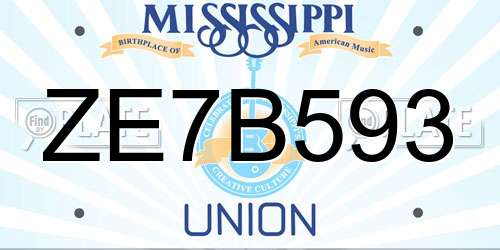 ZE7B593 Mississippi License Plate