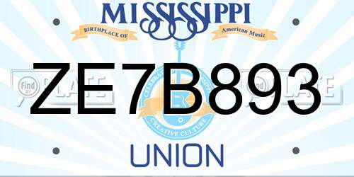 ZE7B893 Mississippi License Plate