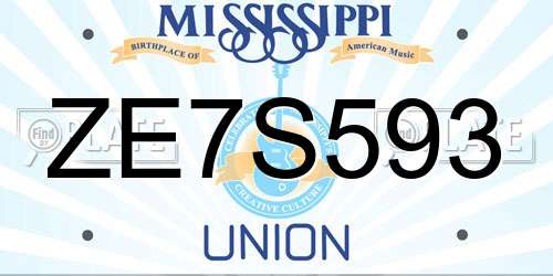 ZE7S593 Mississippi License Plate