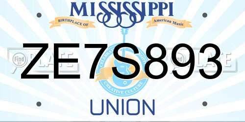 ZE7S893 Mississippi License Plate