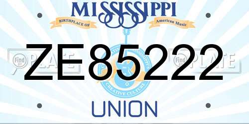 ZE85222 Mississippi License Plate