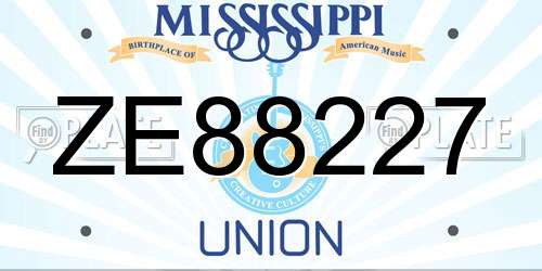 ZE88227 Mississippi License Plate