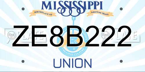 ZE8B222 Mississippi License Plate