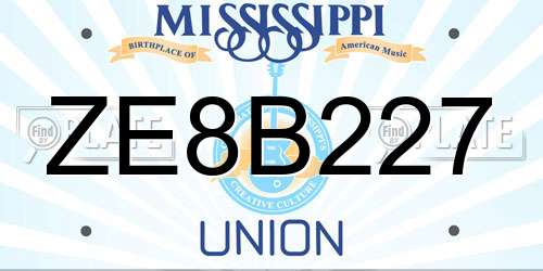 ZE8B227 Mississippi License Plate