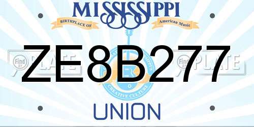 ZE8B277 Mississippi License Plate