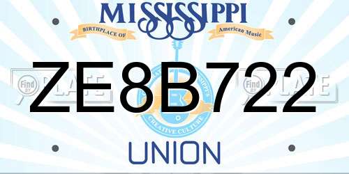 ZE8B722 Mississippi License Plate