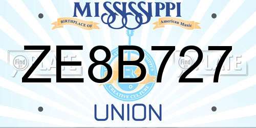 ZE8B727 Mississippi License Plate