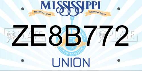 ZE8B772 Mississippi License Plate