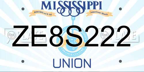 ZE8S222 Mississippi License Plate