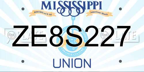 ZE8S227 Mississippi License Plate