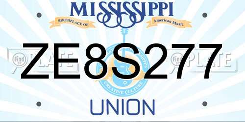 ZE8S277 Mississippi License Plate