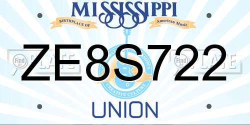 ZE8S722 Mississippi License Plate