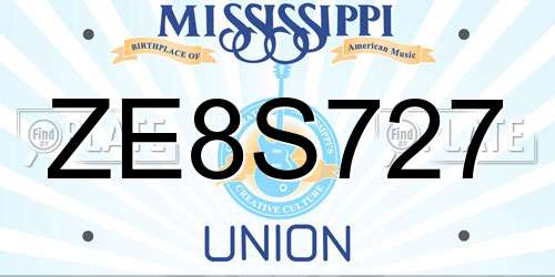 ZE8S727 Mississippi License Plate
