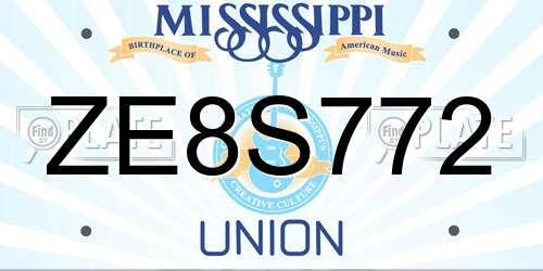 ZE8S772 Mississippi License Plate