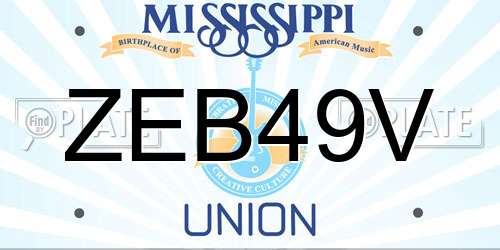 ZEB49V Mississippi License Plate