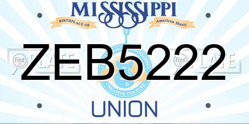 ZEB5222 Mississippi License Plate