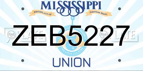 ZEB5227 Mississippi License Plate