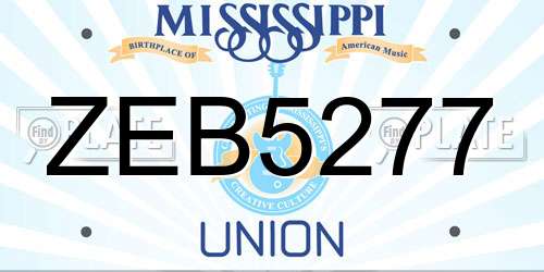 ZEB5277 Mississippi License Plate