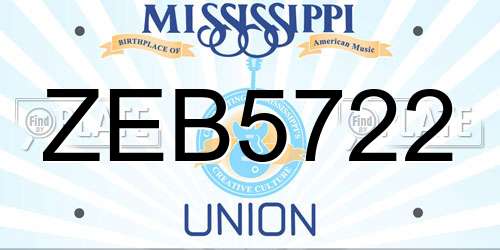 ZEB5722 Mississippi License Plate