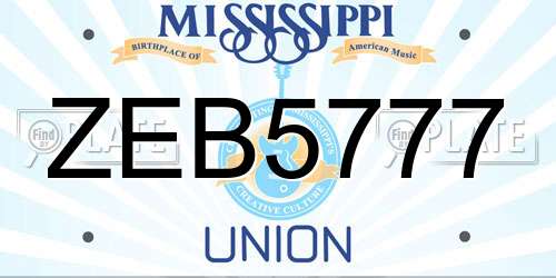 ZEB5777 Mississippi License Plate