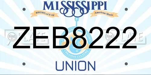 ZEB8222 Mississippi License Plate