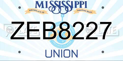 ZEB8227 Mississippi License Plate
