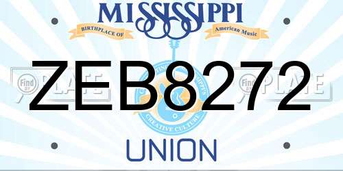 ZEB8272 Mississippi License Plate