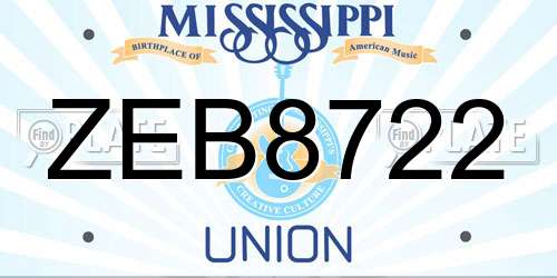 ZEB8722 Mississippi License Plate