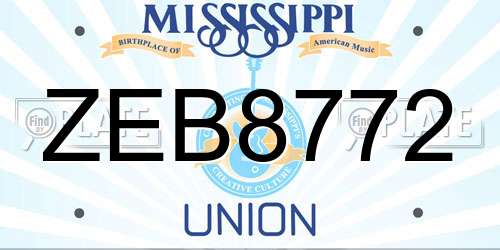 ZEB8772 Mississippi License Plate