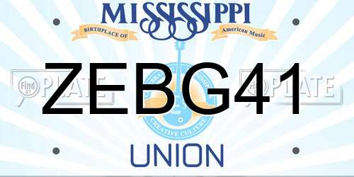 ZEBG41 Mississippi License Plate