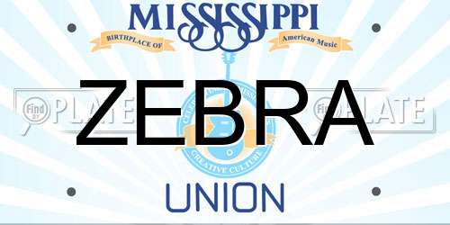 ZEBRA Mississippi License Plate