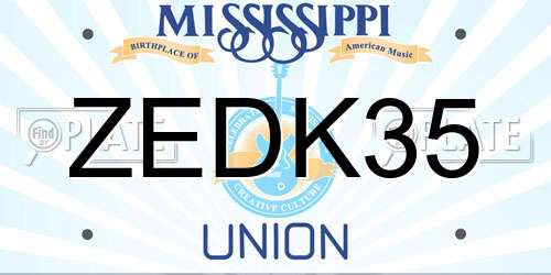 ZEDK35 Mississippi License Plate